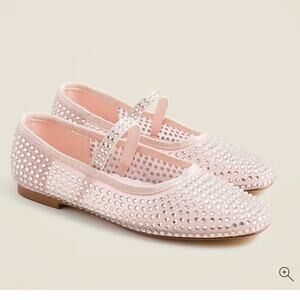J Crew Crewcuts Girl's Crystal Embellished Mesh Ballet Flats Size 10 Blush Pink